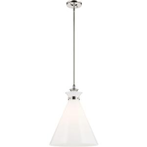 Kichler Laria 1-Light Pendant, Updated Traditional Light, Sloped Ceiling Compatible, for Kitchen with Opal Glass in Polished Nickel (19.75" x 16"), 52775PN