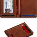 Wallet for Men Slim Leather Wallets for 9-13 Cards, RFID Blocking Thin Card Holder Wallet with ID Window & Stretchable Cash Slot, Minimalist Bifold Small Wallet for Front Pocket, Birthday Gift for Men