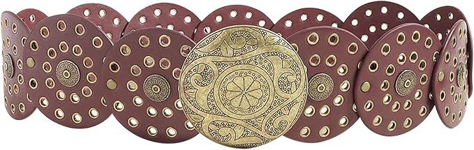 Women’s Retro Hollow Out Leather Belts Round Waist Belt Y2K Vintage Waistband