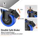 4 Inch Caster Wheels Heavy Duty Stem Caster 2000Lbs, Threaded Stem Casters 3/8"-16 x 1(Stem Diameter 3/8", Stem Length 1"), Swviel Locking Caster Set of 4, Industrial Castor Wheels for Cart, Furniture, Blu
