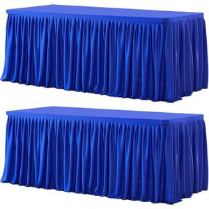 Wish Care 2 Pack Royal Blue Rectangle Table Clothes for 6 Foot Tables, Polyester Fitted Tablecloths 6t Stretch Table Cover for Wedding, Birthday, Parties, Trade Show, Craft Show, Size: 72" x 30" (6 Ft - 2 Pcs)