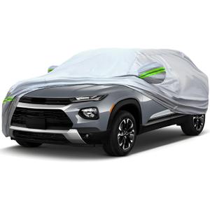 KEYOOG 6-Layer Full Car Cover is All-Weather Waterproof, Universal in All Seasons, Snow Prevention, Rainproof, Acid Rainproof, Sunscreen, Ultraviolet-Proof, Applicable to SUV and MPV (Up to 180") (Green Reflective Strip)