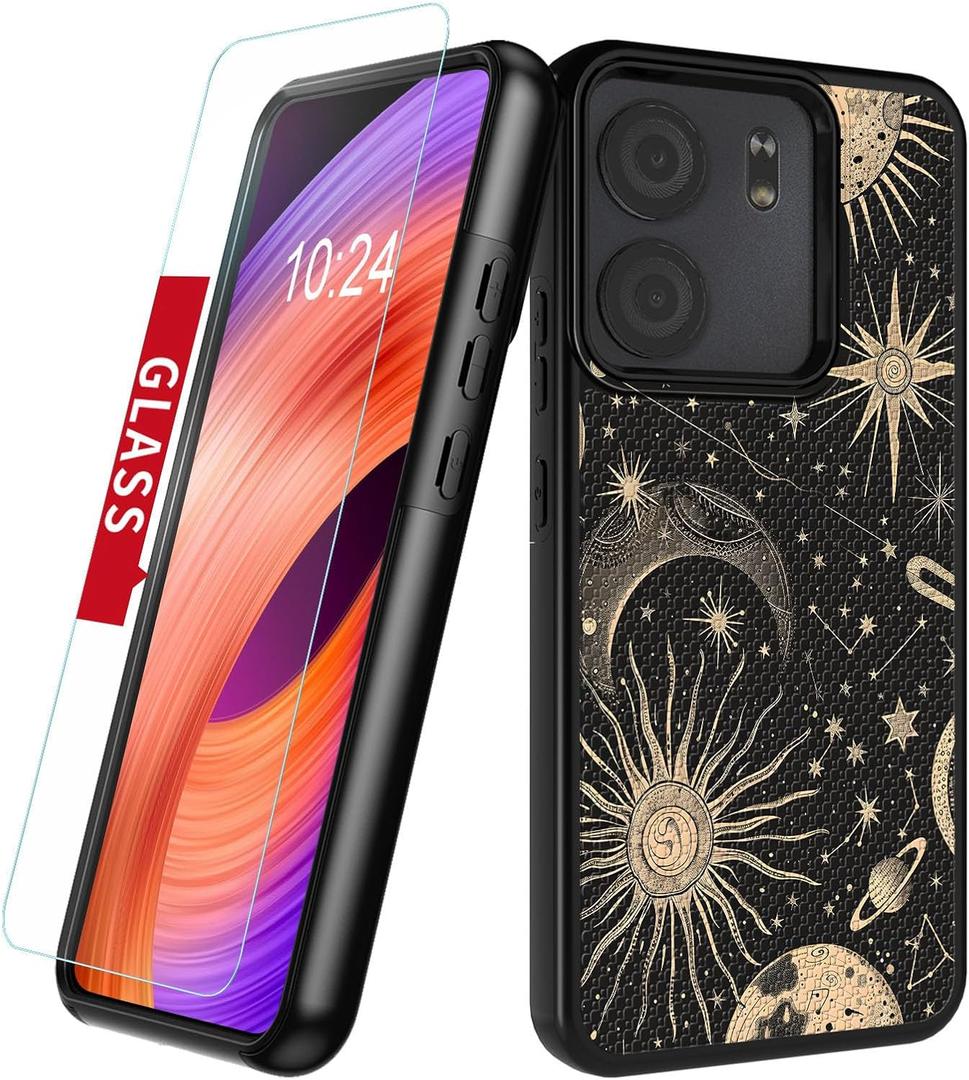 Tudguiloae for BLU View 5 Phone Case with Screen Protector(Astrology) Art Deco Design, Full Body Heavy Duty Shockproof Anti Slip Texture Dual Layer Cover, Stylish Protection for BLU View5 Case