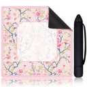 Chinoiserie Mahjong Mat Pink White Floral Design 31.5 x 31.5 Inch Gaming Mat with Black Carrying Bag Rubber Anti Slip Noise Reduction Table Cover for Mahjong Poker Board Games Dominoes Tile Card Game