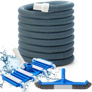 3 Pcs Pool Cleaning Kit for Inground Above,Wheel | Swimming Pool Vacuum Head Hose, 1-1/2" x 30ft with Swivel Wheel, Vacuum Head, 14 '' Brush, Spa Pond Cleaning Manual