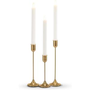 Candlestick Holders, Taper Candle Holders Set of 3, Gold Vintage Candle Sticks Holder Decor for Table Centerpiece, Fireplace Mantel, Weddings & Housewarming Dcor with Gift Box