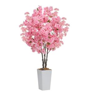 Artificial Cherry Blossom Tree 6FT Tall Pink Fake Sakura Flowers Tree, Fake Plants Indoor Decor for Spring Living Room Home House Entryway Bedroom Office Inside Wedding Party Valentine's Day