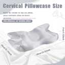 2 Pcs Satin Pillowcase for Cervical Pillow, Gray Silky Cervical Pillow Case Contour Pillow Case Cover with Zipper, Smooth Ergonomic Pillowcase for Neck Pillow Cover, Queen