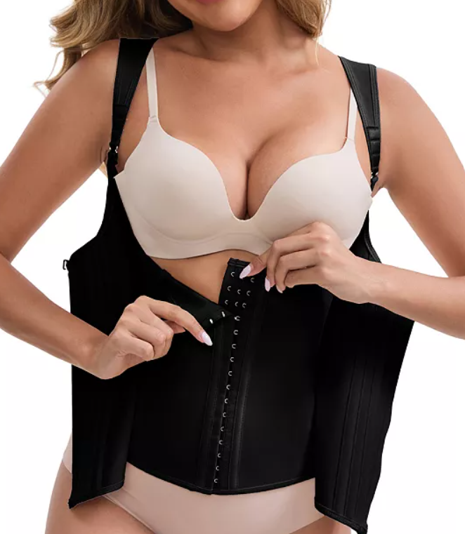 Women's Steel  Slimming Waist Corset Top Zipper Adjustable Straps Push-Up Tummy Control Tank, Size XL