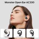 Monster Open Ear Headphones AC330, Wireless Earbuds Bluetooth 5.4 with Clear Talk, Stylish Rotating Case with Lanyard, Type-C Charging, Comfort Fit, 24H Playback, IPX5 Water Resistant, Black