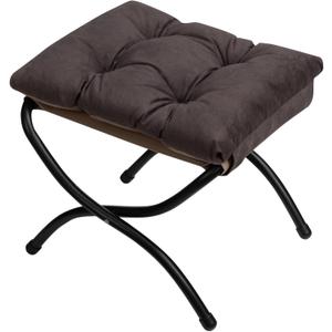 HollyHOME 15"(H) Folding Footrest Stool, Upholstered Small Foldable Ottoman, Accent Padded Sofa Foot Stool for Lazy Chair, Metal Frame Portable Foot Rest Ottoman for Living Room, Bedroom, Coffee (Dark Gray Texture)