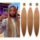 2 x Golden Brown Blonde Pre stretched Braiding Hair 24/27 Mix Color Yaki Braiding Hair Extensions Braid for Knotless Brown Braids Non Toxic Hypoallergenic