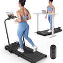 THERUN Walking Pad, 2.5 HP Under Desk, 2 in 1 Foldable for Home, Walking Pad with Handle Bar, 15" Widened Running Belt with Remote Control & LED Touch Screen (Light Green Black)