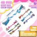 Syhood 48 Pcs Dog Toys Bulk Chew Ropes Dental Cotton Teething 2 Knot Tug of War Toy for Aggressive Chewers Small and Medium Dogs Puppies