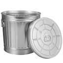 Gardenised Round Galvanized Steel, 7 Gallon Trash Can with Lid - Durable Metal Bucket for Backyard, Lawn, Garden and Yard Use - Weather-Resistant Garbage Can for Indoor and Outdoor, 13 inch