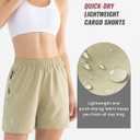 Cosmolle Lightweight Hiking Cargo Shorts Womens Quick Dry Athletic Shorts for Camping Golf with Zipper Pocket Water Resistant (Beige, L)
