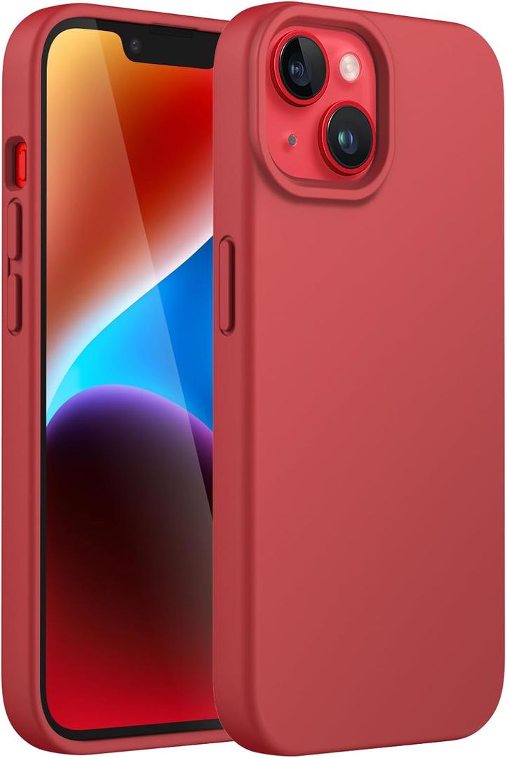 JETech Silicone Case for iPhone 14 6.1-Inch, Silky-Soft Touch Full-Body Protective Phone Case, Shockproof Cover with Microfiber Lining (Red) JETech Silicone Case for iPhone 14 6.1-Inch, Silky-Soft Touch Full-Body Protective Phone Case, Shockproof Cover with Microfiber Lining (Red)