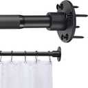 Black Shower Curtain Rod Drill In Wall 24in-33in, Adjustable Closet Rod for Hanging Clothes, Heavy Duty Shower Rods for Bathroom Screw In Wall, Permanent Wall Mounted