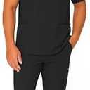 M&M SCRUBS Men's Scrub Set – Stretch V-Neck Multi-Pocket Mens Medical Uniform Scrubs Top & Cargo Pants Size L