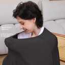 Nursing Cover for Breastfeeding, 360Full Coverage Nursing Poncho, Rayon Soft & Breathable Breastfeeding Cover up (Smooth Rayon, Black)