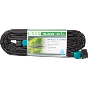 LINEX Garden Flat Soaker Hose 1/2" x 25 ft for Garden Beds Drip Sprinkler Hoses Heavy Duty Save Water 80%