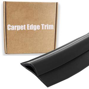 Carpet to Tile Transition Strip, Self Adhesive Cuttable Carpet Edge Trim Strip, Flexible Carpet Edging from Carpet to Tile Floor, Flexible Rug Edge Protector for Doorway (Black 16ft)