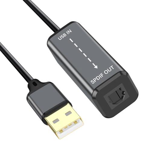 USB A to TOSLINK Optical Audio Adapter,USB Type A to SPDIF Digital Converter Compatible with Windows/Laptop PC ONLY(Unidirectional U SB A to Optical)