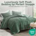 Intelligent Design Twin Comforter Set, Cozy Plush Bedding, Microfiber Reverse, 2 Piece, Lightweight, Super Soft Ribbed Velvet Comforter 1 Sham, All Season Fluffy Bed Set, Avril, Twin/Twin XL Green