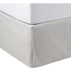 Amazon Basics Lightweight Pleated Bed Skirt, Queen, Light Grey, Solid