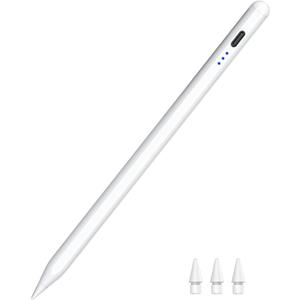 Stylus Pen for iPad 2018-2025, Fast Charging Magnetic Pencil (1st Generation) with Tilt Sensitivity & Palm Rejection for iPad Air 3/4/5/M2/M3, iPad mini 5/6, iPad 6/7/8/9/10/11, iPad Pro 11"/12.9"/M4 (Cool White)