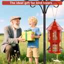 Metal Bird Feeder for Outdoor Hanging, Large Capacity Wild Bird Feeder with Weatherproof Roof & Squirrel-Proof Design, Easy to Fill & Clean, Ideal for Cardinals, Finches, and Blue Jays (Red)