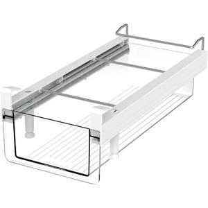 vacane Fridge Organizer Drawer, Clear Plastic Fridge Organizer Bins, Add on Refrigerator Drawer,Fridge Storage Container Under Shelf Holder for Fruit, Vegetable, Meat, Cheese, Easy to Install-M