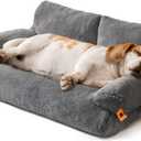MEWOOFUN Dog Beds for Small Medium Dogs with Removable Washable Cover, Fluffy Dog Sofa with Non-Slip Bottom (Dark Grey, 33.5" L X 25.6" W X 11.5" Th)