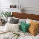 Phantoscope Pack of 2 Faux Fur Solid Throw Decorative Pillow Cover Cushion Covers Luxury Soft Halloween Decorative Pillowcase Fuzzy Pillow Covers for Bed/Couch, Cream White 18 x 18 Inches