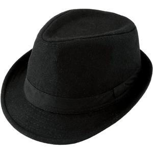 FALETO Unisex Classic 20s Trilby Fedora Hat with Band Casual Jazz Cap Manhattan (One Size, Black)