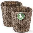 84ECO 2-Pack Black Wicker Trash Cans for Bathroom, Bedroom, Office