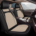 Seat Covers for Jeep Cherokee 2014-2023 2024: Full Set Waterproof Leather Car Seat Cover Compatible with Airbag (2 Row 5 Seats, Black & Beige)