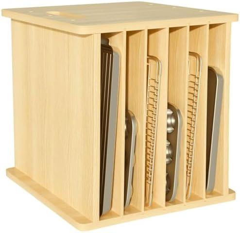 Sawjut 7 Tier Wooden Tray Dividers for Cabinets Cookie Sheet Organizer for Pot, Pans, Baking Tray Organizer for Kitchen Documents Storage(20" W x 16.5" H x 15.2" D)