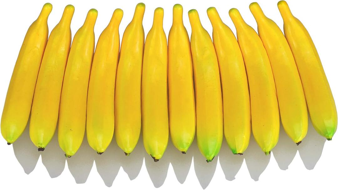 Artificial Yellow Bananas Lifelike Simulation Fake Fruit Home House Kitchen Decoration 12pcs Set