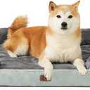 EHEYCIGA Orthopedic Dog Beds for Large Dogs, Waterproof Memory Foam Large Pet Bed with Sides, Non-Slip Bottom and Egg-Crate Foam Dog Couch Bed with Washable Removable Cover, Greyish Green (36.0"L x 27.0"W x 6.5"Th)