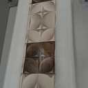 QKF 2Pcs Narrow Neutral Geometric Wood Art, Alu Frame Gloss Hallway, 6" × 48"