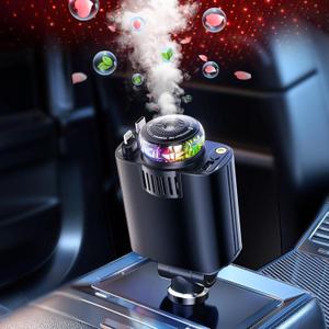 Starlight Retractable Car Charger with Car Aromatherapy Essential Oil Diffuser, Starlight in Car Roof 5 in 1 Fast, 2 Retractable Cables and USB C Car Charger Adapter, Compatible with iPhone 16/15