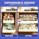 Expandable Pull Out Cabinet Organizer, No-Drill Pull Out Drawers, Roll-Out Shelf with Adhesive Pad & 3 Slide Rails for Framed Cabinets, Kitchen Pantry, 21" Deep, 12.2"-20.4", White, 4 Pack