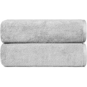 Amazon Basics 2 Piece Quick-Dry Oversize Bath Towel, 100% Cotton, Platinum, 54" x 30"