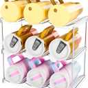 Stackable Water Bottle Organizer for Cabinet, 3 Pack Water Bottle Holder for Stanley Yeti 40 oz Bottle Shelf, Clear Tumbler Storage Organizer, Wine Rack, Cup Organizer for Kitchen Cabinets Counter Pantry