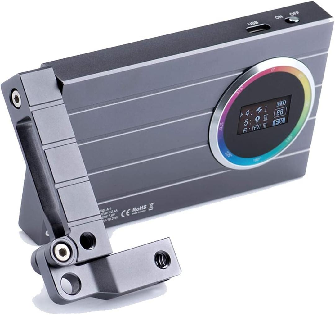 Godox M1 RGB LED Full Color Video Light, Pocket Size RGB Mini Video Light13W 2500k-8500k Adjustable, CRI97 TLCT97, Music Beats Light Function and 40 FX Lighting Effects with Aluminum Alloy Shell(Gray)