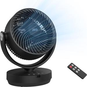 JRD 13 lnch 28dB Quiet Desk Fans for Bedroom, Room Fan with Remote,90 Oscillating Table Fan,120 Adjustable Tilt,3 Speeds, 7H Timer for Whole Room Home Office Living Room