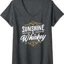 Womens Sunshine and Whiskey Drinking Land Gift Design V-Neck T-Shirt, Large
