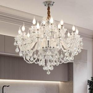 Clear Crystal Chandelier Lighting, Double Layer 8+4 Lights, K9 Clear Crystal Ceiling Lights, Modern Crystal Light for Living Room (12 Lights)