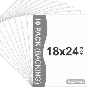 10 Pack Backing Boards, 18x24 Uncut White Mats Matboards, Acid-Free Backerboards for Art Prints, Ideal for Photos, Pictures, Prints, and Frames